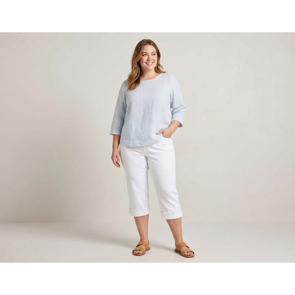 Westbound Petites Capri Pants Women 16 White Stretch Raw Hem Cuffed Summer